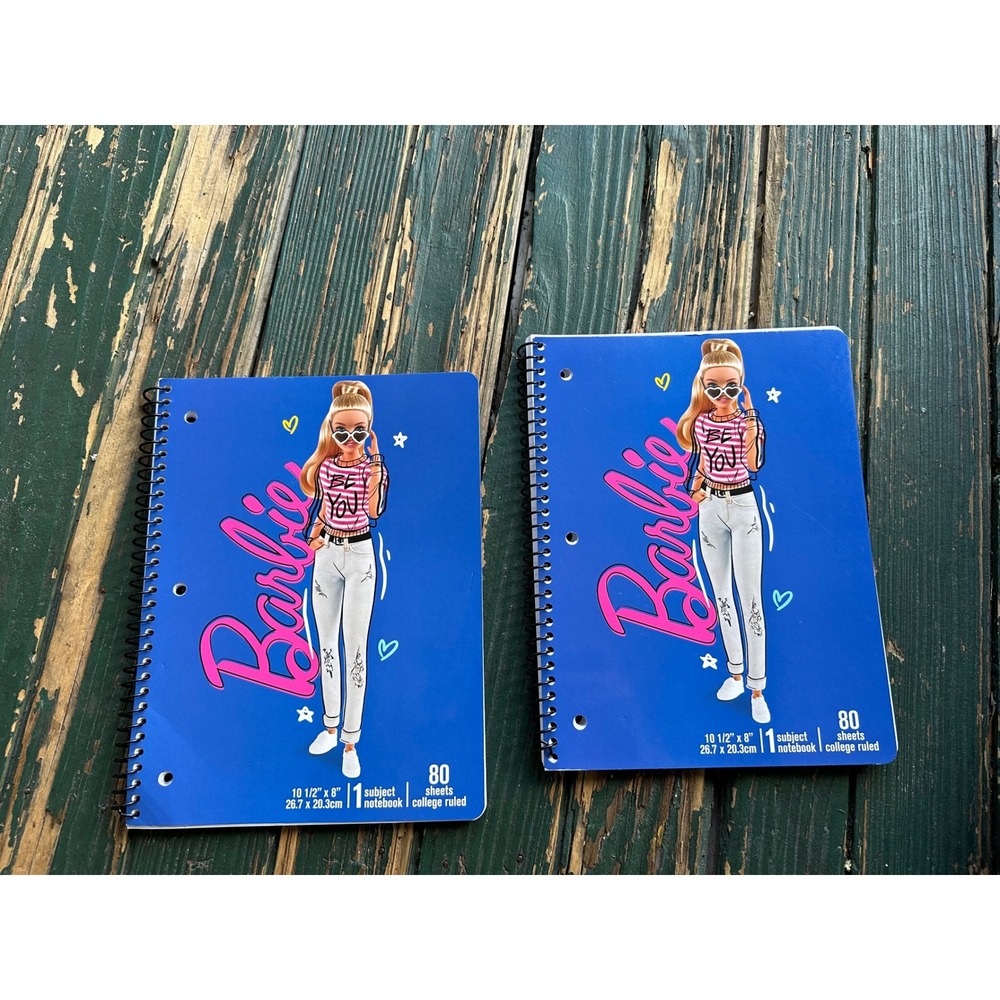 Barbie Inkology Spiral Notebooks Blue 80 Sheets College‎ Ruled 2 Pack 10.5x8